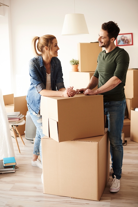 Cajas y pertenencias almacenadas